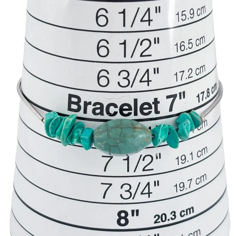Vintage Sterling Silver 925 Turquoise Chip Bead Bracelet 7.5